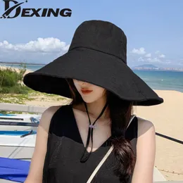 Cappelli larghi cappelli da secchio di cappelli giapponese Corea di 15 cm largo cappello da sole brim da sole femminile estate da viaggio pieghevole cappello da viaggio casual cotone pescatore cappello da pescatore panama 230306