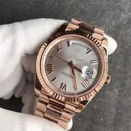 2019 New 18K Rose Gold Strap Mens Watches Day White Face President 116-719 자동 시계 남자 2348