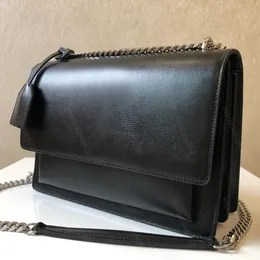 12A Upgrade Mirror Quality Luxury Designer Borse da donna Sunset Borsa media in vera pelle nera Borsa a busta modello coccodrillo Borsa a tracolla con catena a tracolla