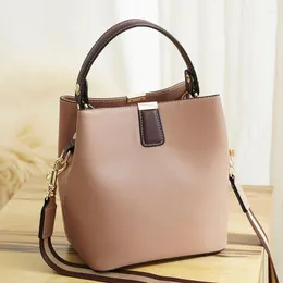 Abendtaschen Damen Leder Große Kapazität One Shoulder Messenger Bucket Bag Vielseitige Handtasche