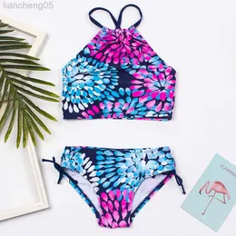 One-Pieces Flower Print Girls Swimsuit Swimwear Colorful Kids Bikinis Summer Girls Bikini 2023 Children Biquini Infantil Bathing Suit A366 W0310