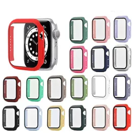 Full Coverage Cases with Tempered Glass Screen Protector for Apple watch 7 6 5 4 3 2 1 49mm 41mm 45mm 38mm 40mm 42mm 44mm Cover PC Hard Bumper