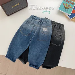 Jeans 2-8 Years Old Early Spring The Latest Children's Trend Gradual Color Changing Jeans Boys Handsome Letter Label Trousers 230306