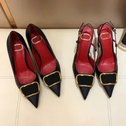 2023 Marka Kadınlar Elbise Ayakkabı Pompalar Bayanlar Düğün Ayakkabıları Yüksek Topuklu Ayakkabı Ayakkabı Metalik V Tacones Sinkeli Ayak Parçası Stilettos Seksi Siyah