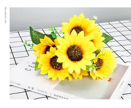 Dekorative Blumenkränze YEZI 10 Stück gelbe Seiden-Sonnenblumen, künstliche Blumen, Blumenstrauß für Zuhause, Büro, Party, Garten, El, Hochzeitsdekoration