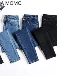 سروال جينز للسيدات جينز سروال سراويل أسود اللون جينز جينز المرأة دونا تمتد قيعان السراويل الضيق للنساء 230306