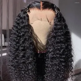 Polegadas de comprimento sem glútero 13x4 Curoly Lace Front Human Wigs Pré -arranhado água Brasileira Deep Wave 360 ​​peruca frontal completa