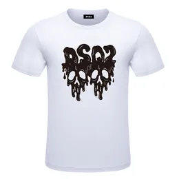 DSQ2 cotton Men's T-Shirts Summer Letter Printing Casual Short Sleeve Round Neck T-shirt Youth Student Versatile Bottom black white Shirt dsq dt6012