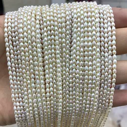 Beaded Necklaces LUOMANXIARI 2.53MM Rice Shape Natural Freshwater Pearl Beads For Jewelry Making Diy Women Bracelet Necklace Earrings 230306