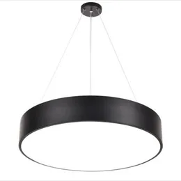 Modern Minimalism LED Pendant Lamp Round Chandeliers Black Lighting Fixtures for Office Study Room Livingroom Bedroom AC85-265V208r