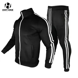 Herrspårar Herrens spårdräkt Casual Spring Men Set Dragkippor Cardigan Jacket 2 Piecepants Randiga jogging Sports Suit Male Hip Hop Streetwear 230306