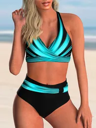 Kvinnors badkläder 2023 Push Up Bikini Set Halter Swimsuit Women Summer High midja Kvinnlig baddräkt Badare Mayo Biquine Beachwear 230306