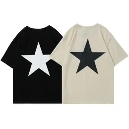 Yeni Erkek Tişörtleri Kadın T-Shirt Yüksek Kaliteli Pamuk Kısa Kollu T-Shirt Yaz Teri Emici Nefes Alabası Çift T-Shirt Moda Beş Noktalı Yıldız Kısa Kol