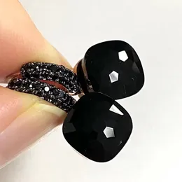 Ohrklemme, 10,6 mm, klassische Nudo-Ohrringe, schwarz gewehrplattiert, für Damen, Amethyst, schwarzer Onyx, Tropfenohrringe, Süßigkeiten-Quadrat-Kristall-Ohrringe, Geschenk 230306