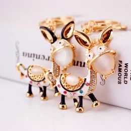 Keychains Dormon Cute Donkey Crystal Keyrings For Car Bag Pange Party Gift Key Chains Holder DK243