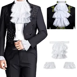 Bow Ties Adults Mens Victorian Lace Jabot and Cuffs for Kids Detachable Collar Stage Party Colonial Pirate Steampunk Costume Accessory 230306