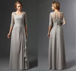 Elegancka Sier A -Line Mother of the Bride Dress - szyfonowa koronka z pół rękawów, rozmiar plus