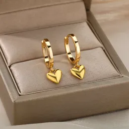 Edelstahl Herz Ohrringe Für Frauen Vintage Gold Farbe Liebe Herz Tropfen Ohrring Hochzeit Valentinstag Schmuck Geschenk Bijoux Femme