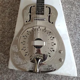 40 "18 Seria Resonator Guitar Resophonic Guitars Dobra Rare-Guitar 1811f Chrome Hawaii Tree Palm Wzory o styl mosiężne ciało-gitar elektryczny