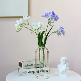 장식용 꽃 동아시아 난초 가짜 꽃꽂이 생일 파티 장식 2 포크 3D 향기로운 눈 Cymbidium 웨딩 홈