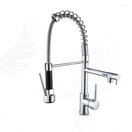 Kökskranar mttuzk mässingskran 360 Ronating Sink Tap Cold and Mixer Double Outlet Spring