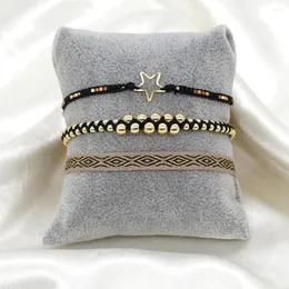 Urok bransolety go2boho 3pcs moda biżuteria czarna złota ręcznie robiona pleciona bransoletka miyuki z nasiona koralika gwiezdna prezent dla kobiet modnych