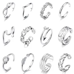 Klaster pierścieni 12pcsset 925 Sterling Srebrna stopa handlu zagraniczna Osobowość Charm Cyrcon Retro Women's 230303