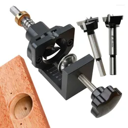 Professionellt handverktyg sätter träbearbetning Hinge Hole Drill Guide Locator Wood Drilling Dowel Jig Eloy Cup Style 35mm Dörrskåpöppnare