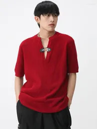Camisetas para hombres syuhgfa ropa para hombres de manga corta camiseta de tejer 2023 primavera de verano collar collar coreano camisetas de color sólido