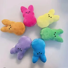 15 cm Cartoon påskharen Peeps Plush Doll Pink Blue Yell Purple Rabbit Dolls For Children Söta mjuka plyschleksaker