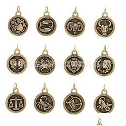 Charms Jinglang Constellation Charm Zodiac Naszyjnik Kobiety biżuteria strzałki serce strzyżenie kryształowych naszyjników 1107 Q2 Dro dhox0