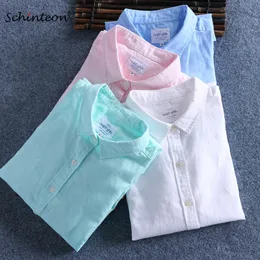 Men's Casual Shirts Schinteon Men Spring Summer Cotton Linen Shirt Slim Casual Long Sleeves Square Collar Comfortable Undershirt Male 3XL 4XL 230306