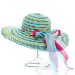 Geniş Memlu Şapkalar Yaz Disket Saman Sıradan Tatil Seyahat Künerlü Güneş Katlanabilir Plaj Büyük Kafa ile Kadınlar İçin