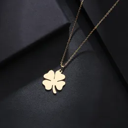 Rostfritt stålhalsband för Women Man Lover's Clover Gold Color Pendant Halsband Engagemangsmycken