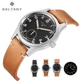 Наручительные часы Baltany Men S Wame Seconds Seconds Vintage Field Quartz 36 -мм сапфир 100м ретро -армия REPILCA D12 Грязные дюжины часы 230306