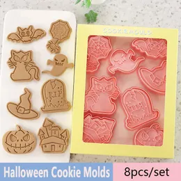 Baking Moulds Halloween Biscuit Mold 3D Cookie Cutters Pumpkin Ghost Witch Hat Decoration For Home Horror Party Supplies Kids Gifts