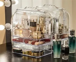 Acrylic Makeup Organizer Clear Cosmetic Jewelry Storage Box Double Open Cover Women Drawer Desktop Make Up Case 2103094043966