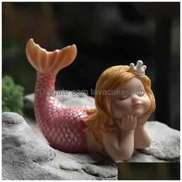 Articoli novità adorabili ornamenti sirene decorazioni creative in resina arti da serbatoio di pesce arti fata figurine in miniatura accessori per la casa t20 otuuk