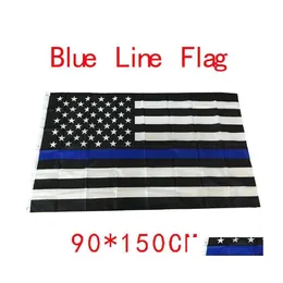 Banner Flags 90x150cm Blueline ABD Polis 3x5 Ayak İnce Mavi Hat Bayrak Siyah Beyaz ve Pirinç Gromlar ile Amerikan DBC BH2686 DROP DH9JI