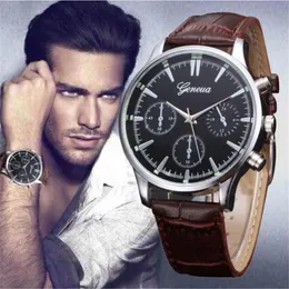 Начатые часы мужчины смотрят Relogio Masculino Retro Design Faux Leather Glass Quartz Аналоговые часы повседневные брендские наручные часы Horloges Mannen
