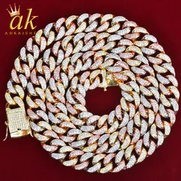 Miami 12MM Mixed Color Cuban Link Chain Necklace for Women Material Copper 5A Cubic Zircons Hip Hop Rock Street Jewelry246o