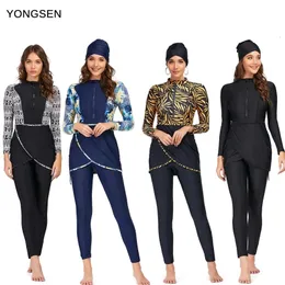 Swim Wear Yongsen Women Plus Size Muslim Swimsuit Modest Clothing Islamiska långa ärmar Muslimah Hijab Full Cover Swimears 230303