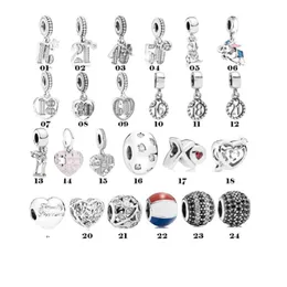 High Quality Sterling Silver Pandora Charm Fashionable Digital Animal Pendant with Fixed Buckle Hanging Beads Suitable for Women's Bracelet Charm