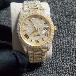 Designer Watch Moissanite Full Iced Out Diamonds Watch Pass Test Rörelse Mekanisk gul guldkvalitet Män lyxväskor