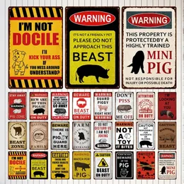 Vintage Warning Metal Tin Sign Warning Pig Caution Plate Warning Decorative For Zoo Piggy Farm House Wall Home Decoration custom signs outdoor metal Size 30X20CM w01