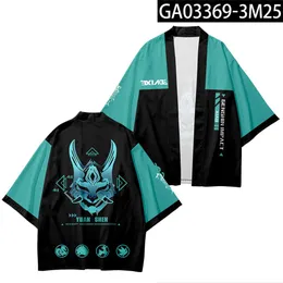 Anime Costumes Genshin Impact Xiao Cosplay Kimono Come Xiao Skull Fashion Printed Short Sleeve Party Cloak Z0301