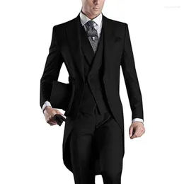 Garnitury męskie auriparus flaviceps czarny poranny klasa przystojna płaszcz tylna 3 sztuki groom smokar Groomsman Suit Custom Made Man