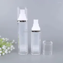 Opslag Flessen 30 ml 50 ml Acryl Vierkante Airless Pomp Vacuüm Fles Toiletartikelen Container Hervulbare Plastic Dispenser Reizen Cosmetische