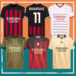 22/23 AC Milans Ibrahimovic Giroud voetbalshirts 2022 Theo Brahim Tonali 4th Shirt Romagnoli R.Leao S.Castillejo Kessie SaelemaEkers voetbaluniform