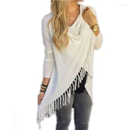 Women's T Shirts 2023 Boho Style Autumn Women Tassels virkade damer stickade toppar avslappnad långärmad feminino y95